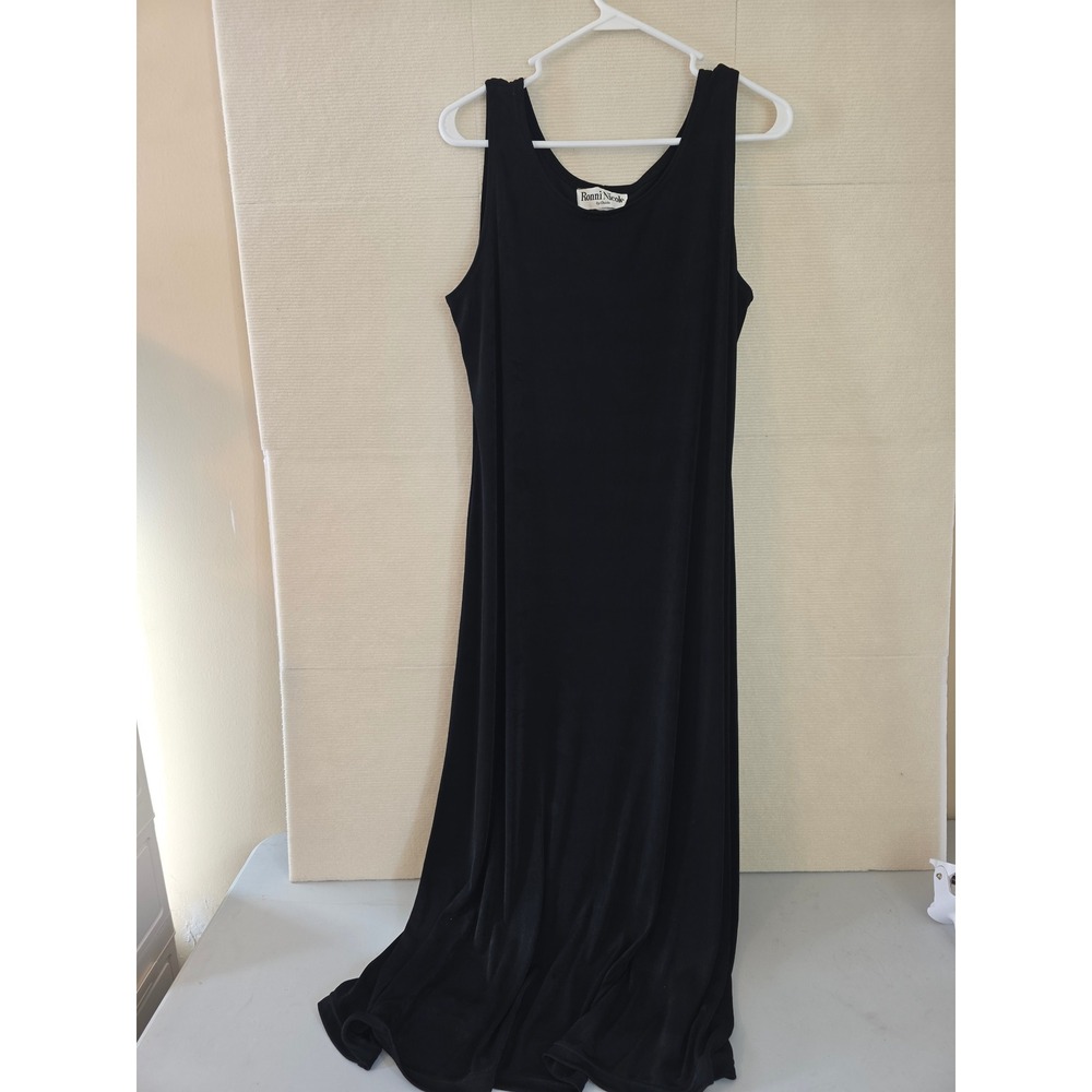 Ronni Nicole by Ouida Womens Black Sleeveless Scoop Neck Knit Maxi Dress Gown